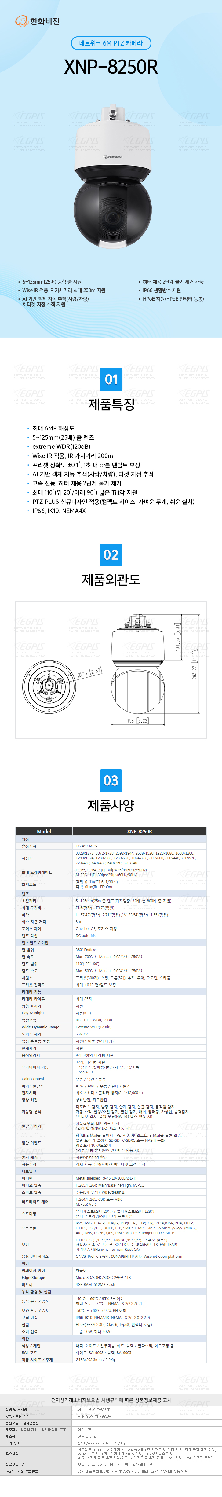 이지피스] 한화비전 XNP-8250R